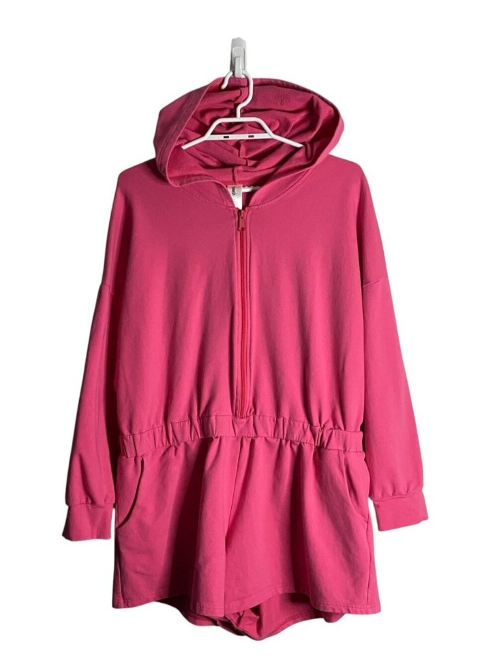 Smash + Tess Women's Cozy Hot Pink Barbie Hooded Knit Romper